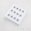 DIMENSIONAL FLORAL MULTI CZ CLUSTER POLISH 316L SURGICAL STEEL L-SHAPE NOSE BOX